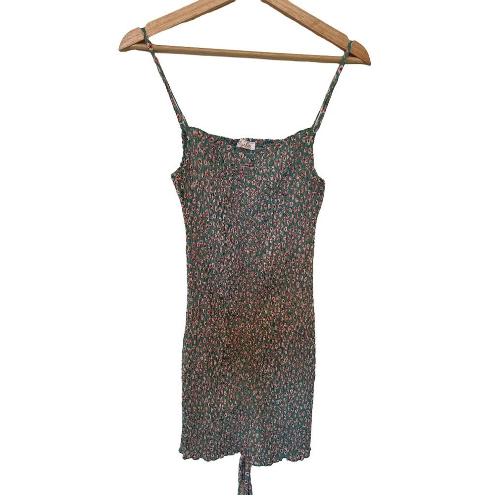 Blush BJ Mini Bodycon Dress Spaghetti Straps Blue with Floral Pattern Women's Si